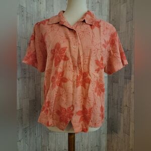 Christopher & Banks orange button down size XL
